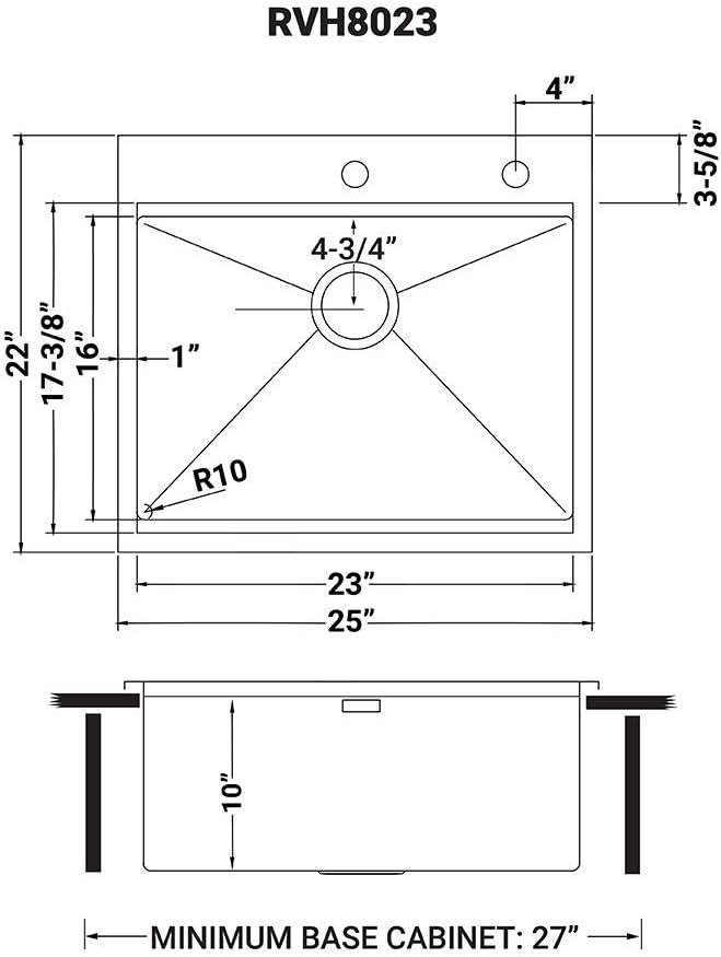 Ruvati 25" Stainless Steel Workstation Kitchen Sink with Wood Cutting Board