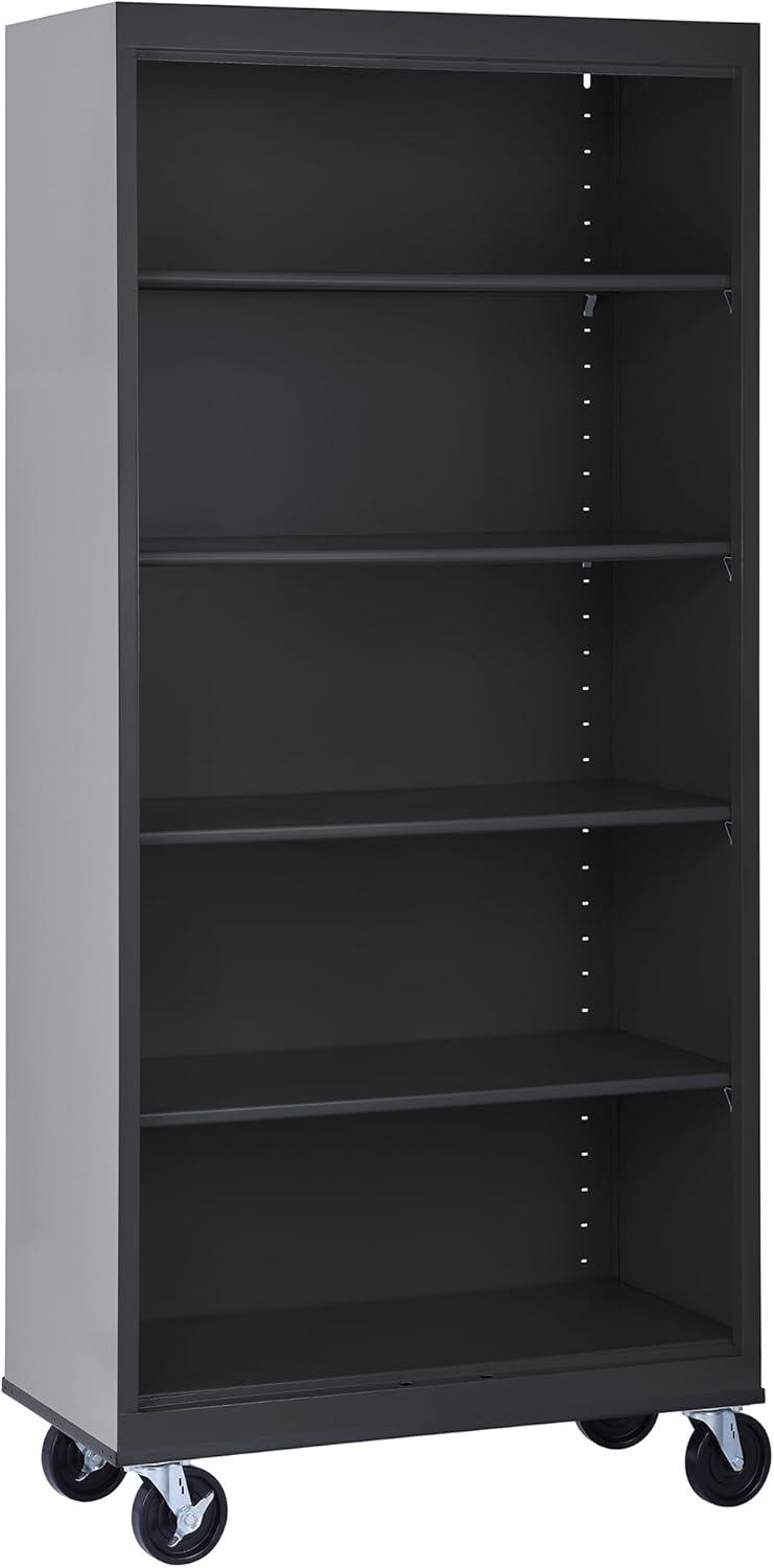 Sandusky Lee 36" W x 18" D x 78" H Steel Mobile Bookcase with 4 Adjustable Shelves by Sandusky