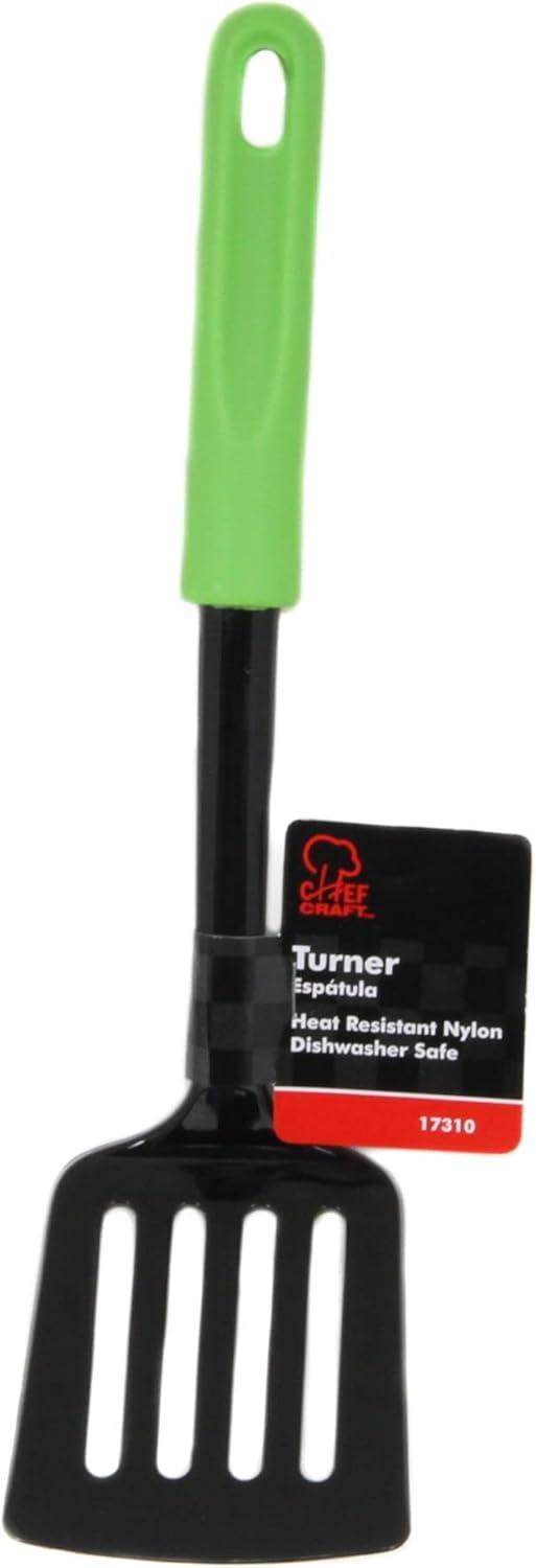 Green and Black Heat-Resistant Nylon Turner with Plastic Handle