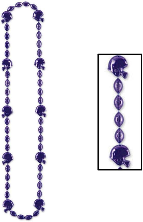Purple Football Helmet and Bead Party Necklace