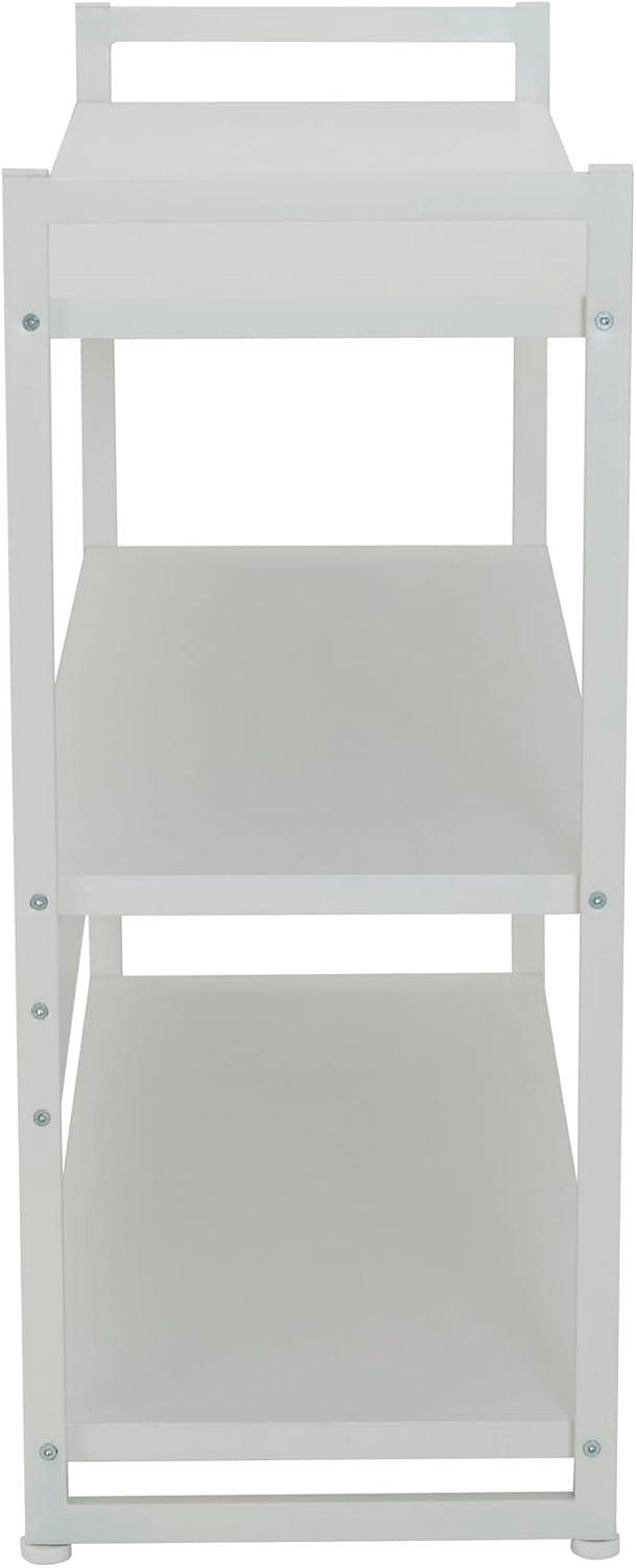 Household Essentials Jamestown Wide 3 Shelf Open Storage Bookshelf Scandinavian White and White Metal