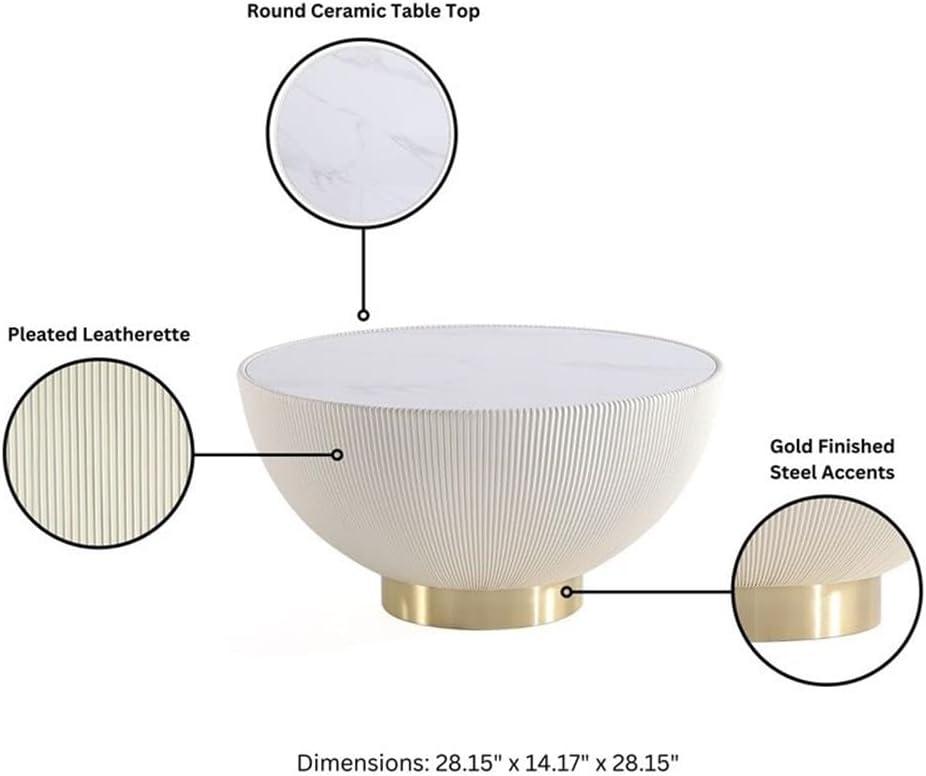 Manhattan Comfort 3pc Anderson Leatherette Upholstered Coffee Table and End Table Set Cream/Gray