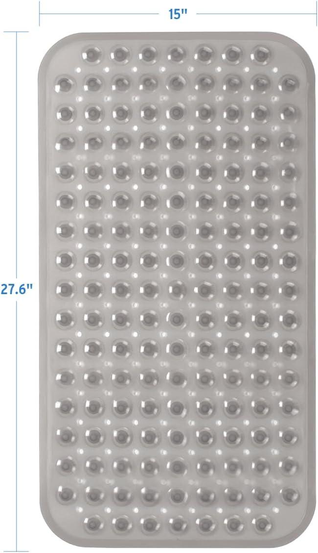 AmazerBath Bath Tub Mat, Medium Size 27.6 x 15 Inches Non-Slip Shower Mats with Suction Cups and Drain Holes, Bathroom Bathtub Mats Machine Washable (Clear)