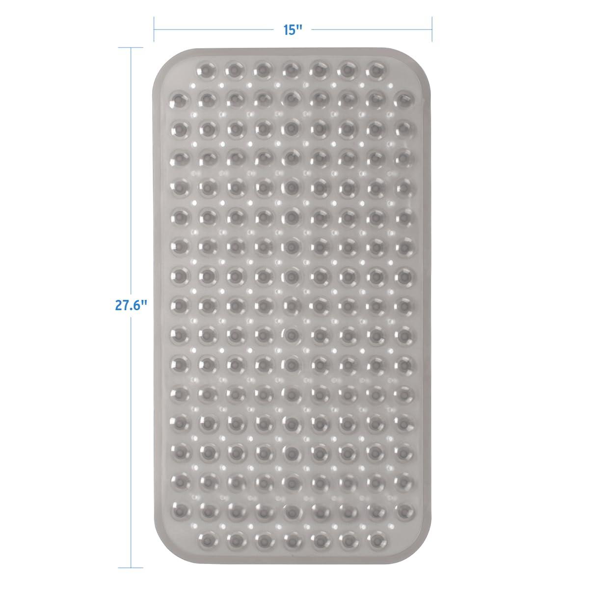 AmazerBath Bath Tub Mat, Medium Size 27.6 x 15 Inches Non-Slip Shower Mats with Suction Cups and Drain Holes, Bathroom Bathtub Mats Machine Washable (Clear)