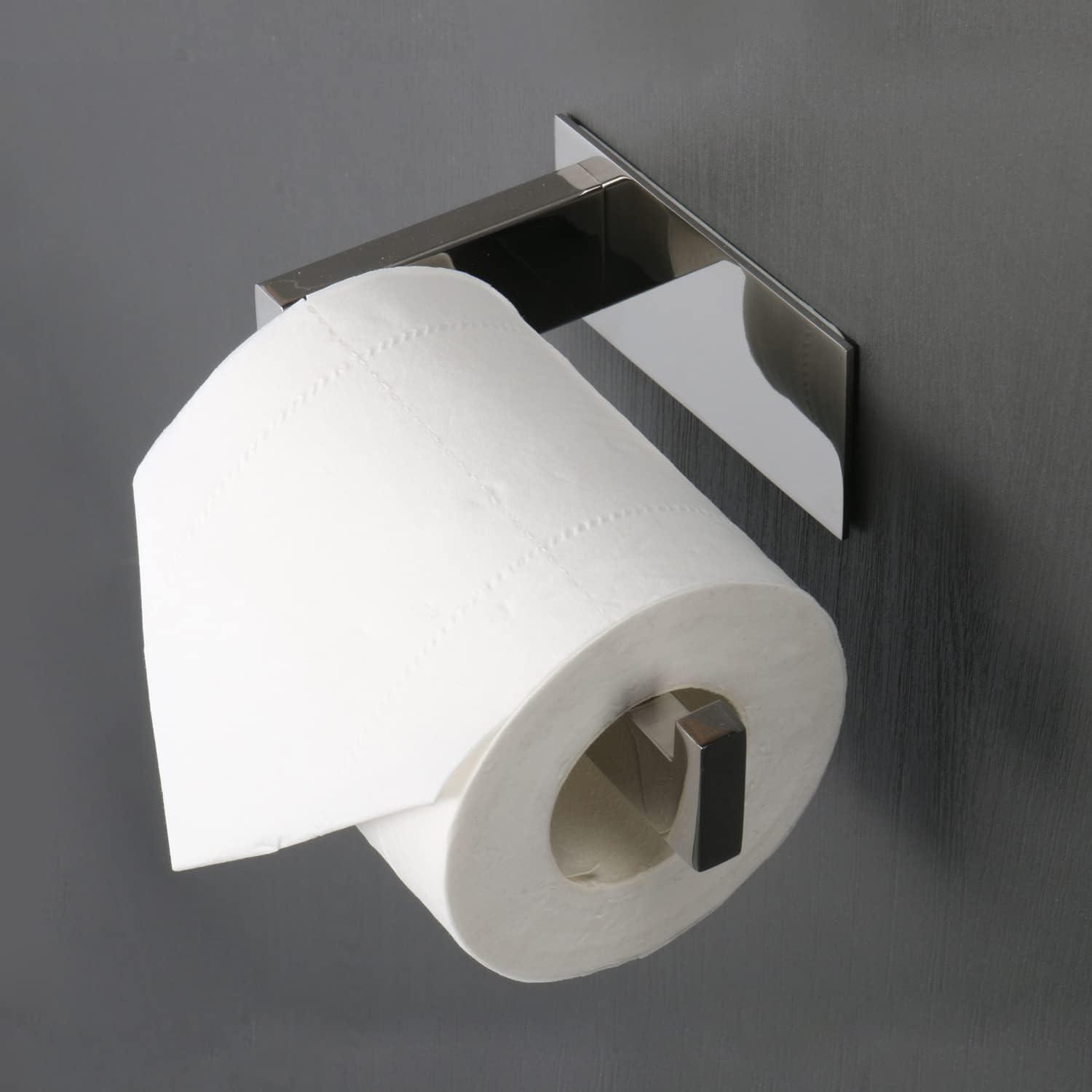 Polished Chrome Stainless Steel Adhesive Toilet Paper Holder