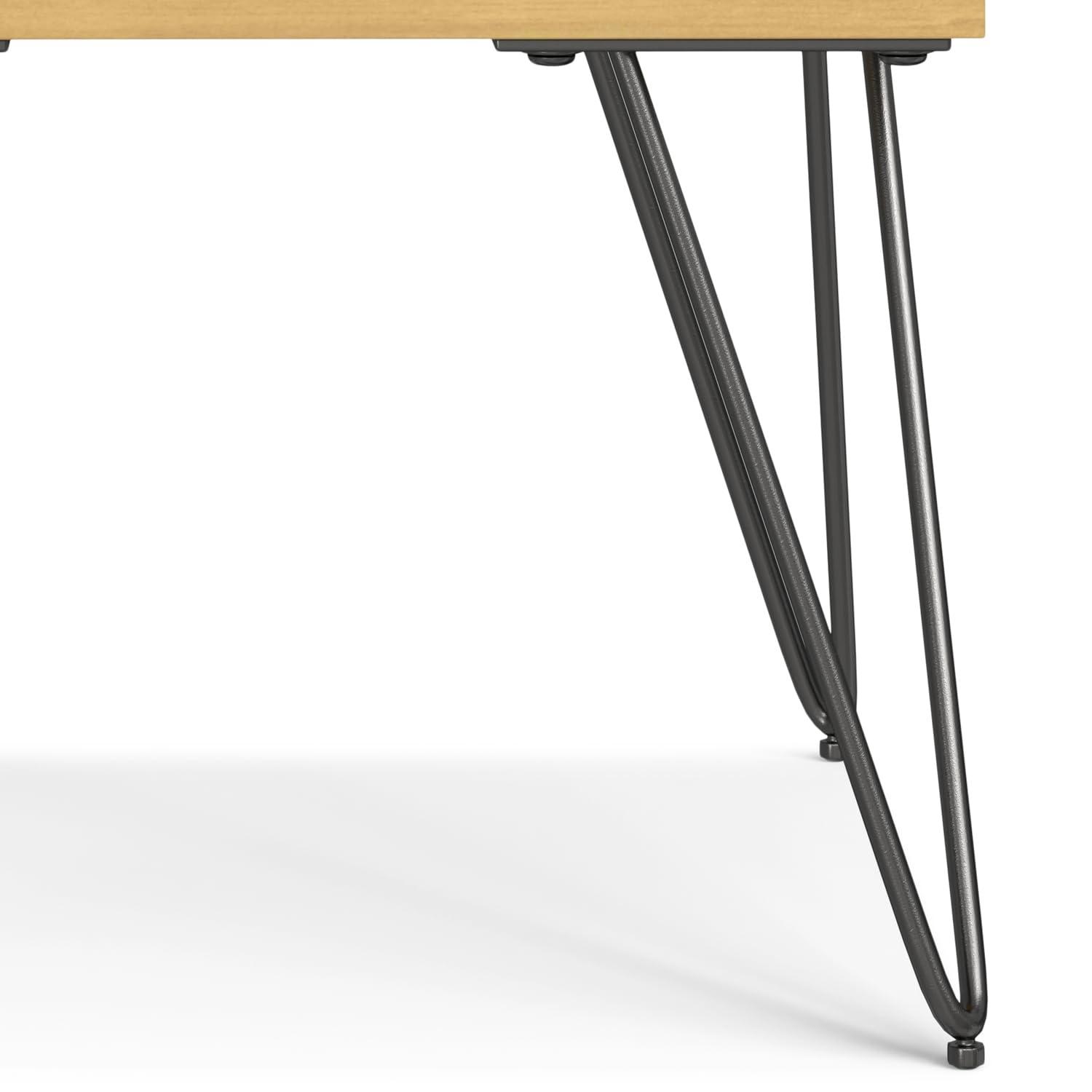 Hunter 22"W Solid Wood Industrial Square End Table with Hairpin Legs and Open Storage