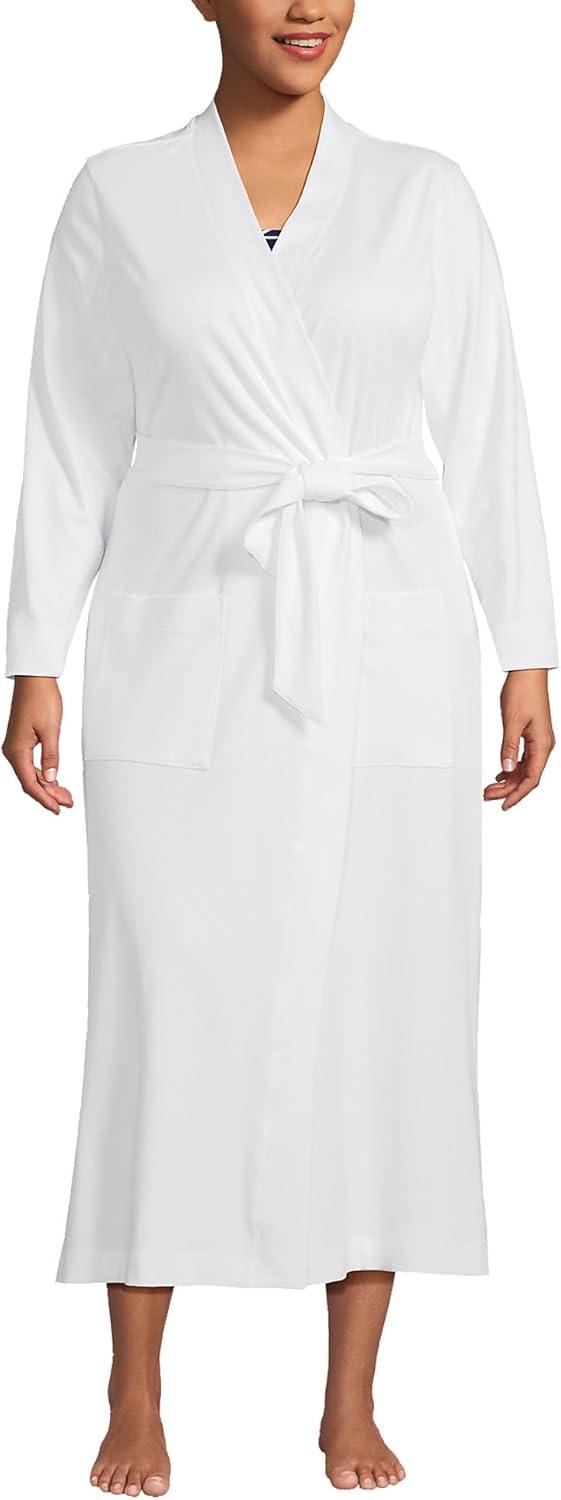 Lands' End Women's Cotton Long Sleeve Midcalf Robe