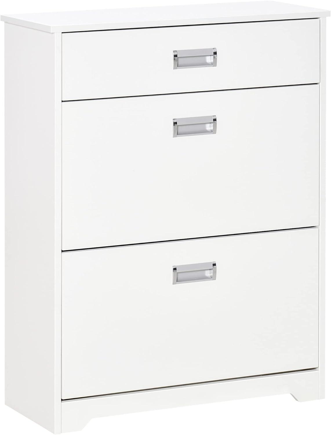 HOMCOM Adjustable Shelf Modern Shoe Cabinet with 2 Flip Doors, White, 46.2 lbs