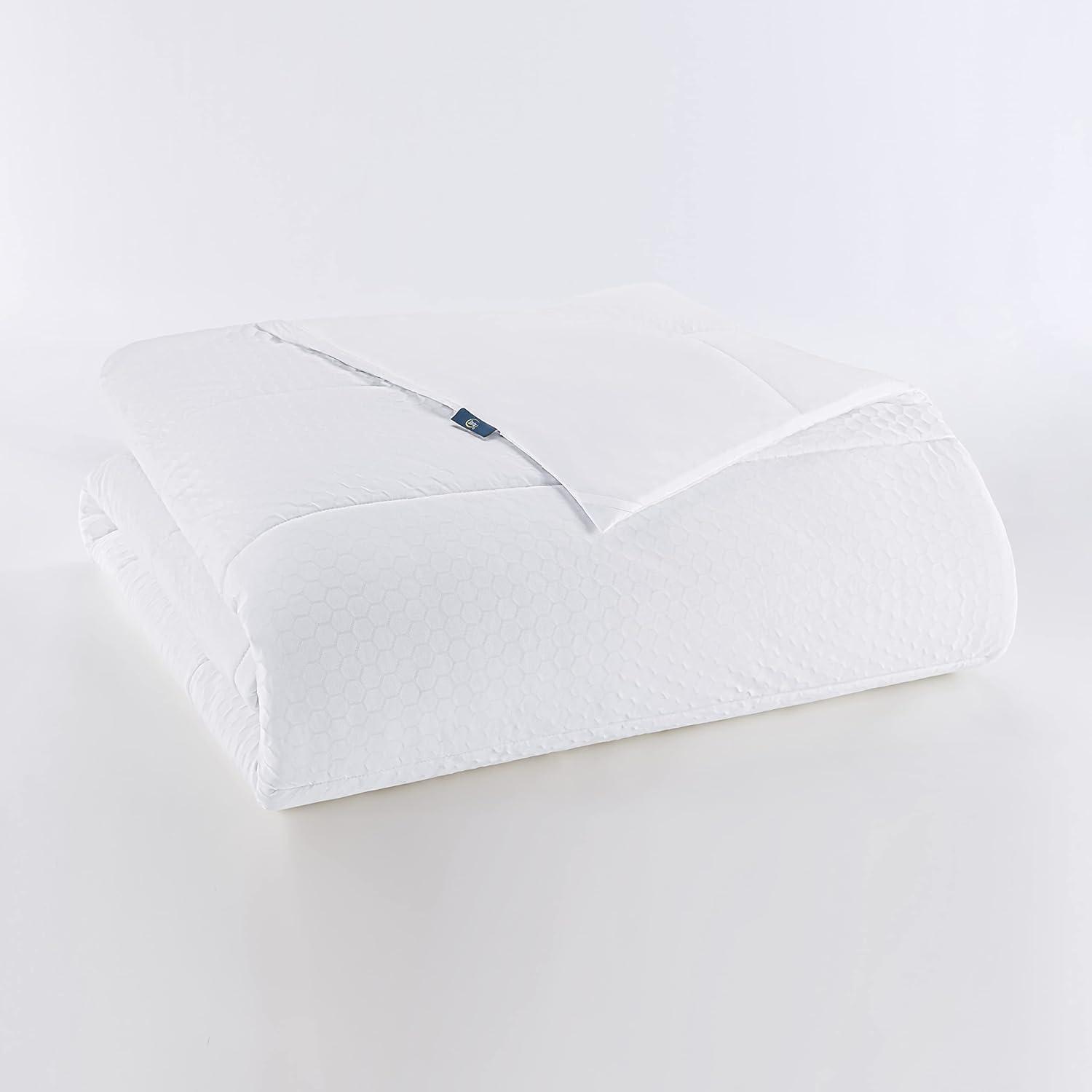 White Soft Cooling Down Alternative Twin Comforter with Corner Tabs