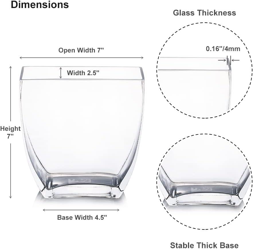 Clear Rectangular Glass Vase for Wedding Centerpieces