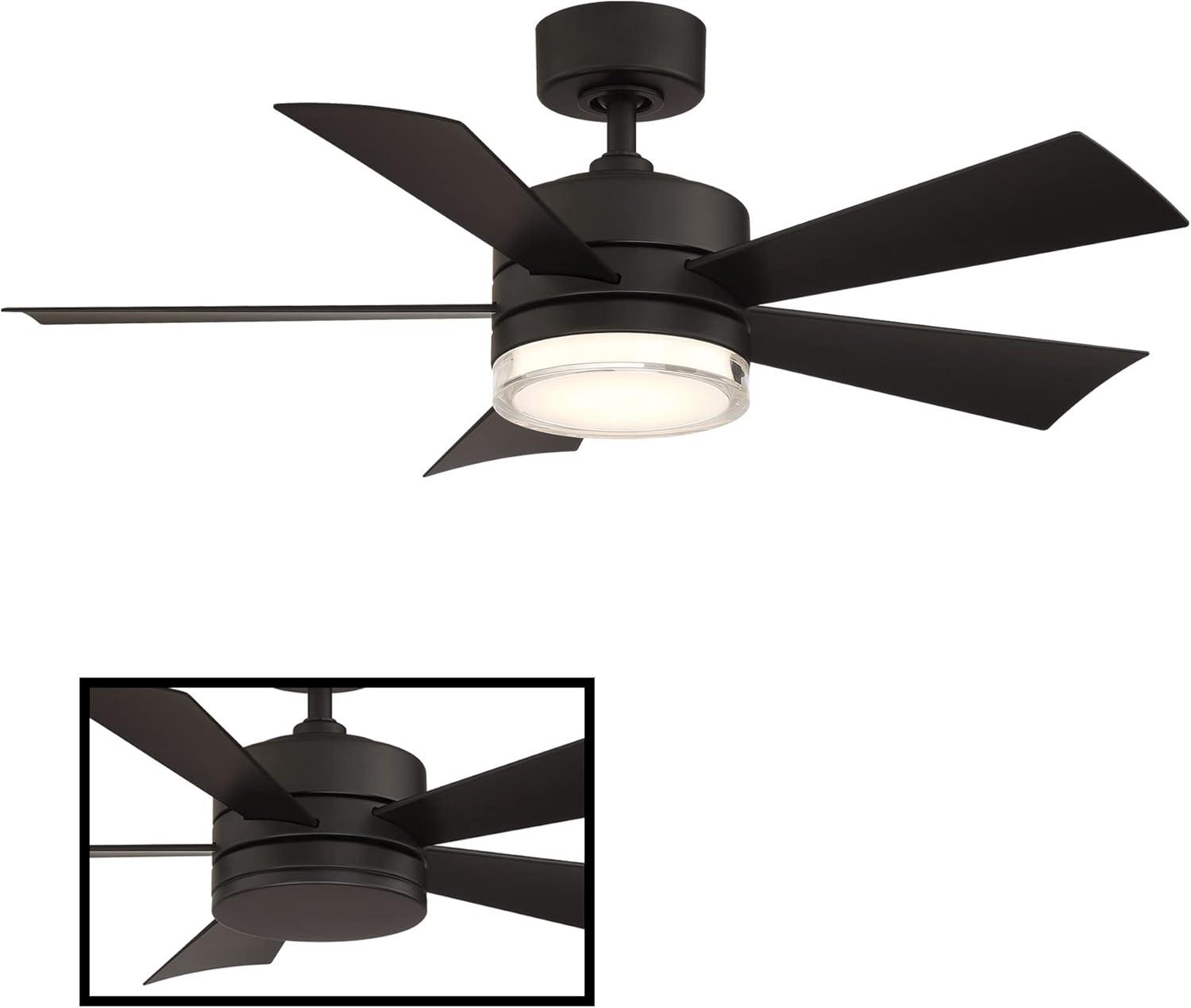 Wynd 5 - Blade Outdoor /Indoor Smart Ceiling Fan with Remote Control and LED Light Kit Included, Works With Alexa and iOS or Android App