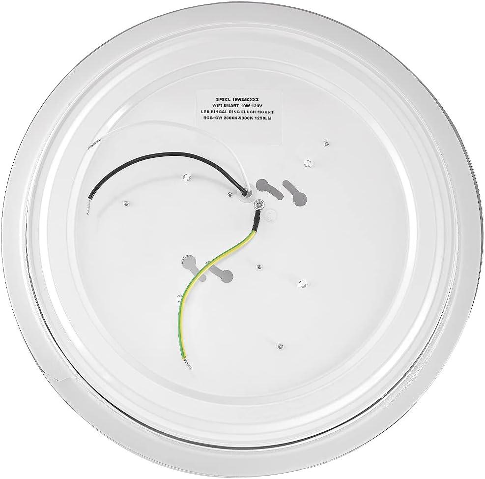 Luvoni by Maxxima 13 in. Smart WiFi LED Round Flush Mount Ceiling Light, Dimmable, CCT 2000K-5000K, 1500 Lumens