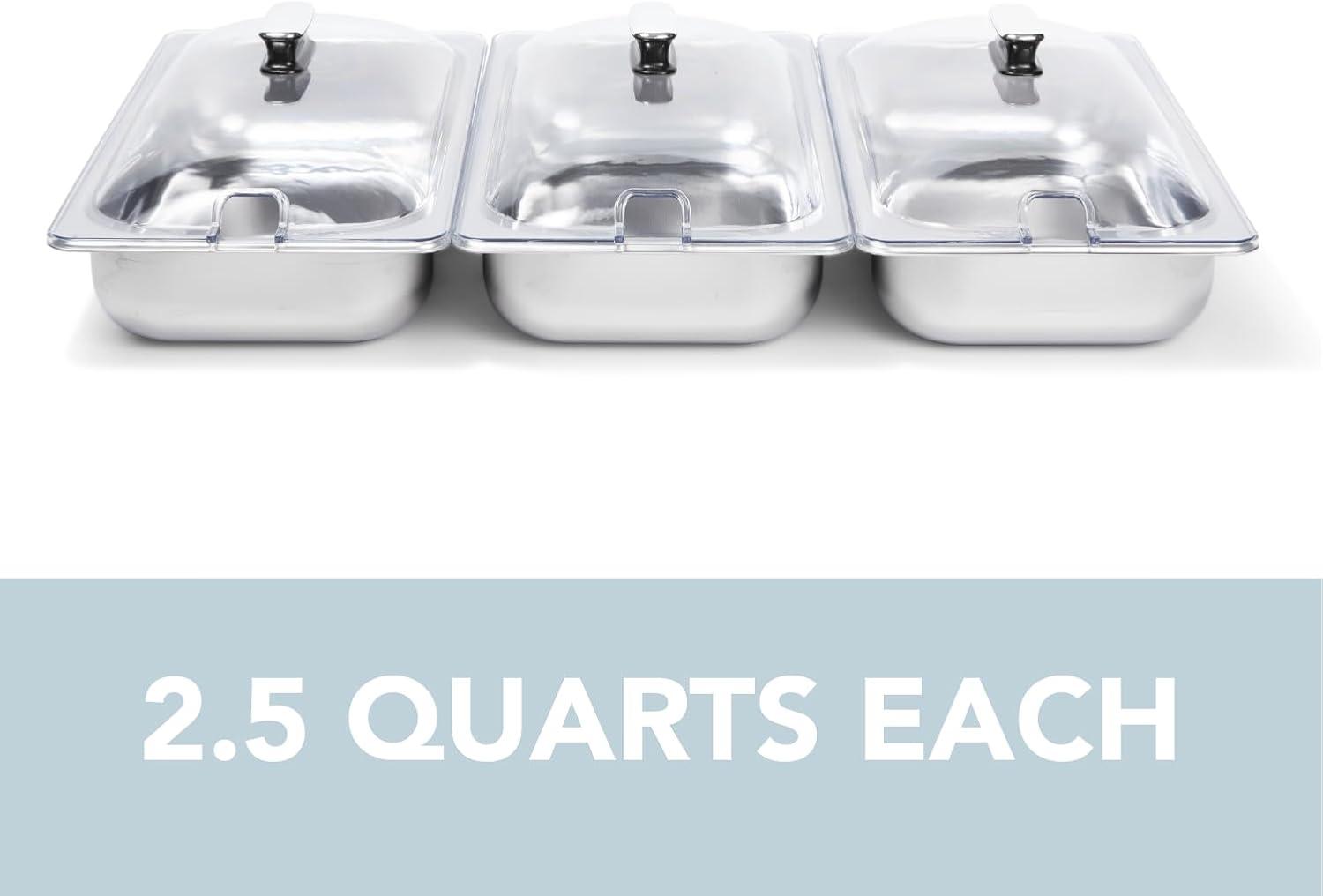 3x2.5 QT Food Warmers for Parties Buffet Servers and Warmers – Premium Catering Supplies Buffet Display – Stainless Steel Electric Food Warmers with Temperature Control