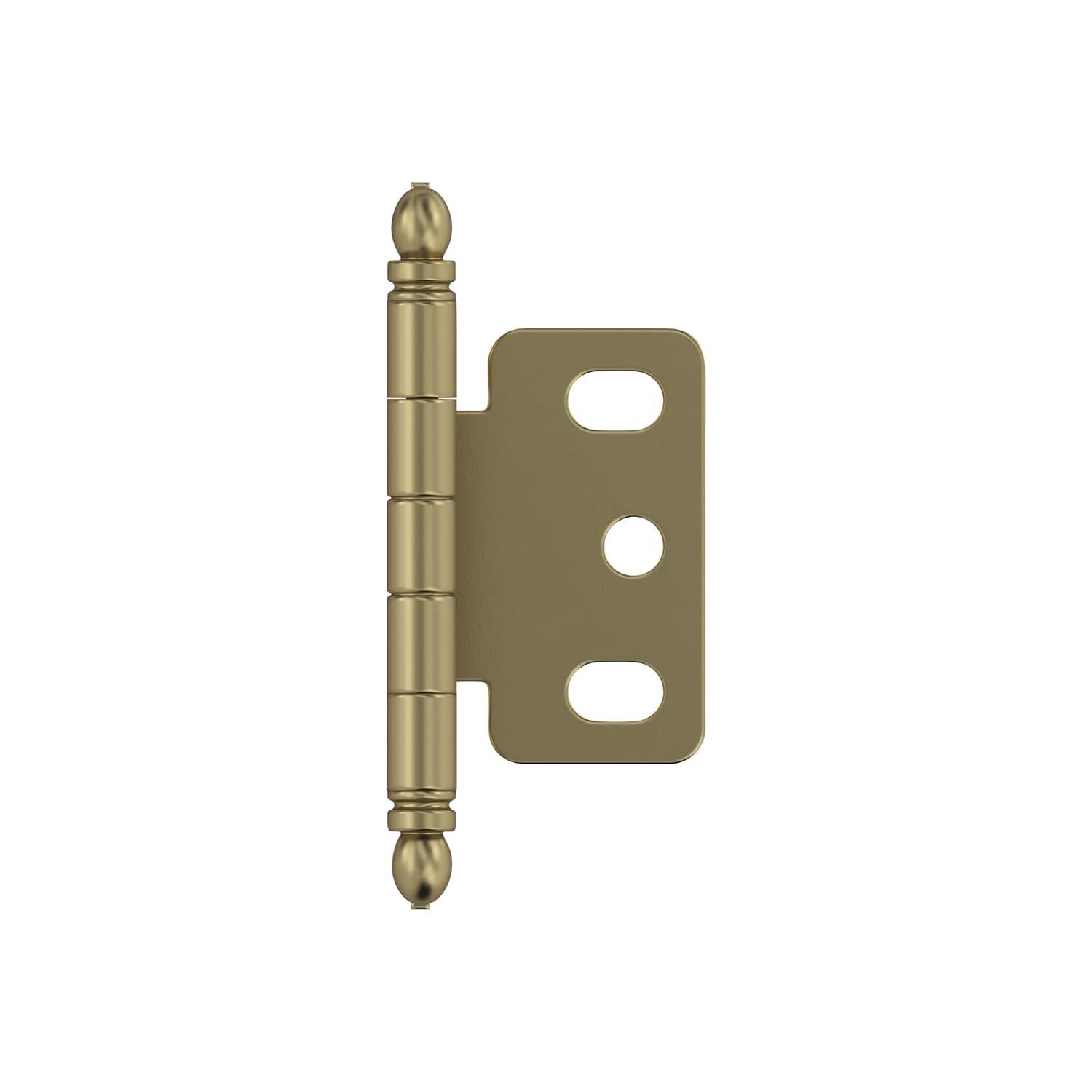 Golden Champagne 3/4 in. (19 mm) Door Thickness Full Inset, Partial Wrap Ball Tip Cabinet Hinge - Single Hinge