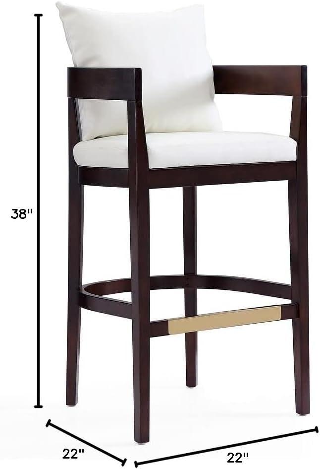 Ritz Upholstered Beech Wood Barstool Black - Manhattan Comfort: Gold Footrest, No Assembly Required, 30.5" Height