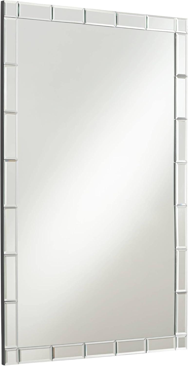 Contemporary Tiled Edge Vanity Wall Mirror with Beveled Glass