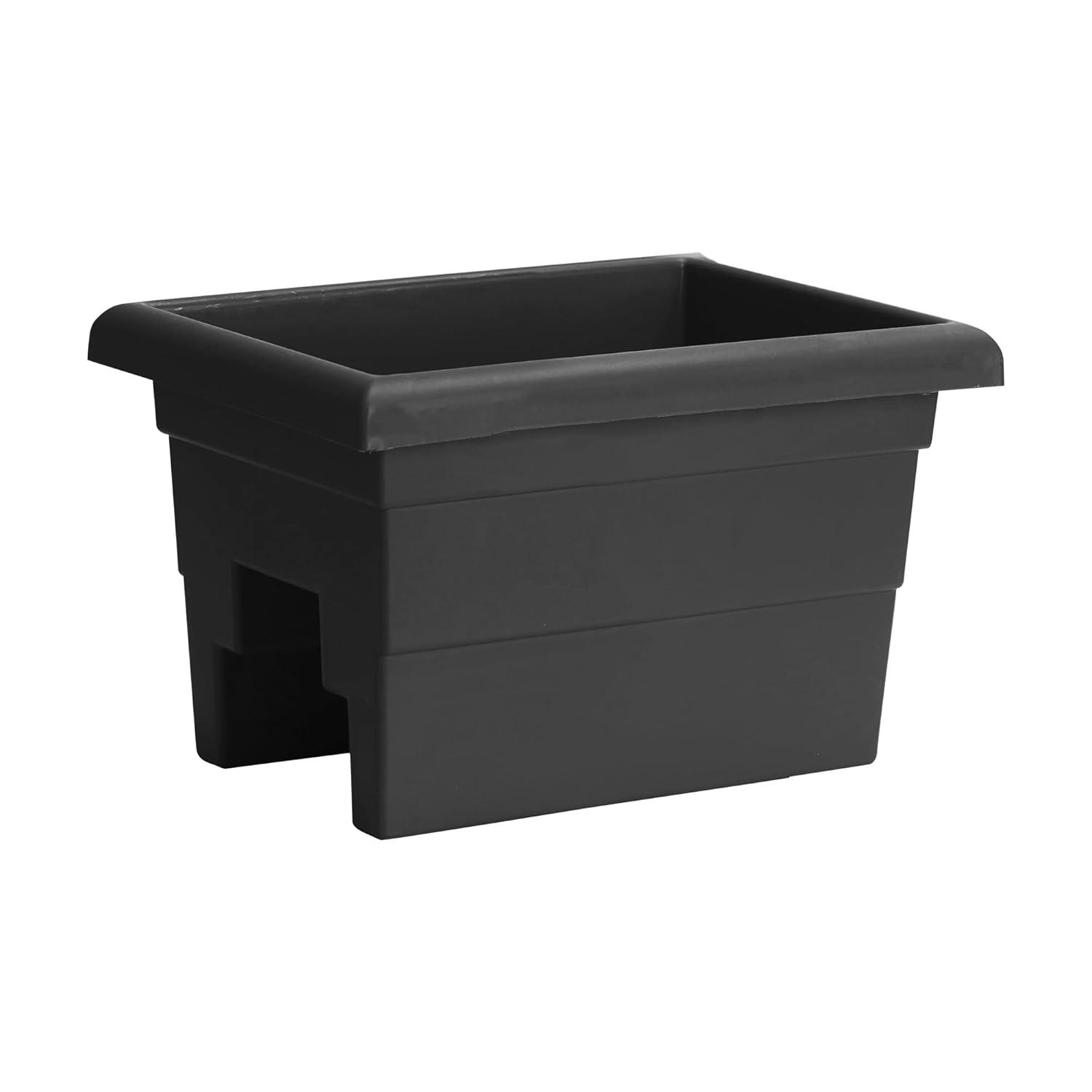 Novelty Countryside Weather Resistant Rail Planter, Black, 16"