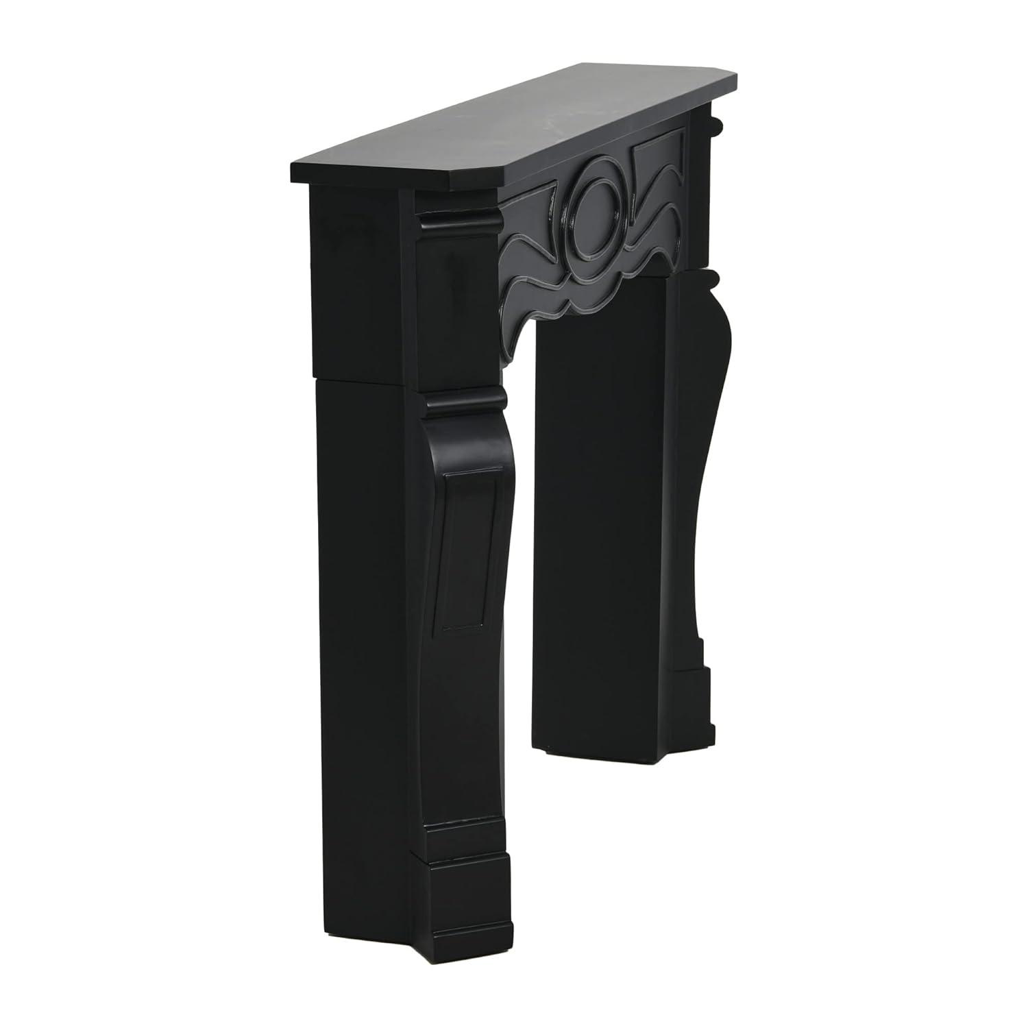 Storied Home Victorian Decorative Fireplace Mantel Black: Wall Mount, Fir Wood & MDF Frame, No Heat Output