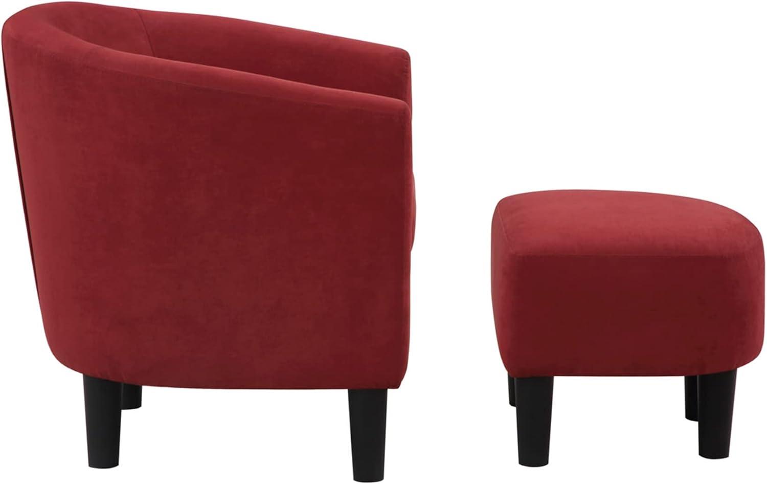 Convenience Concepts Take a Seat Churchill Accent Chair with Ottoman, Red Microfiber