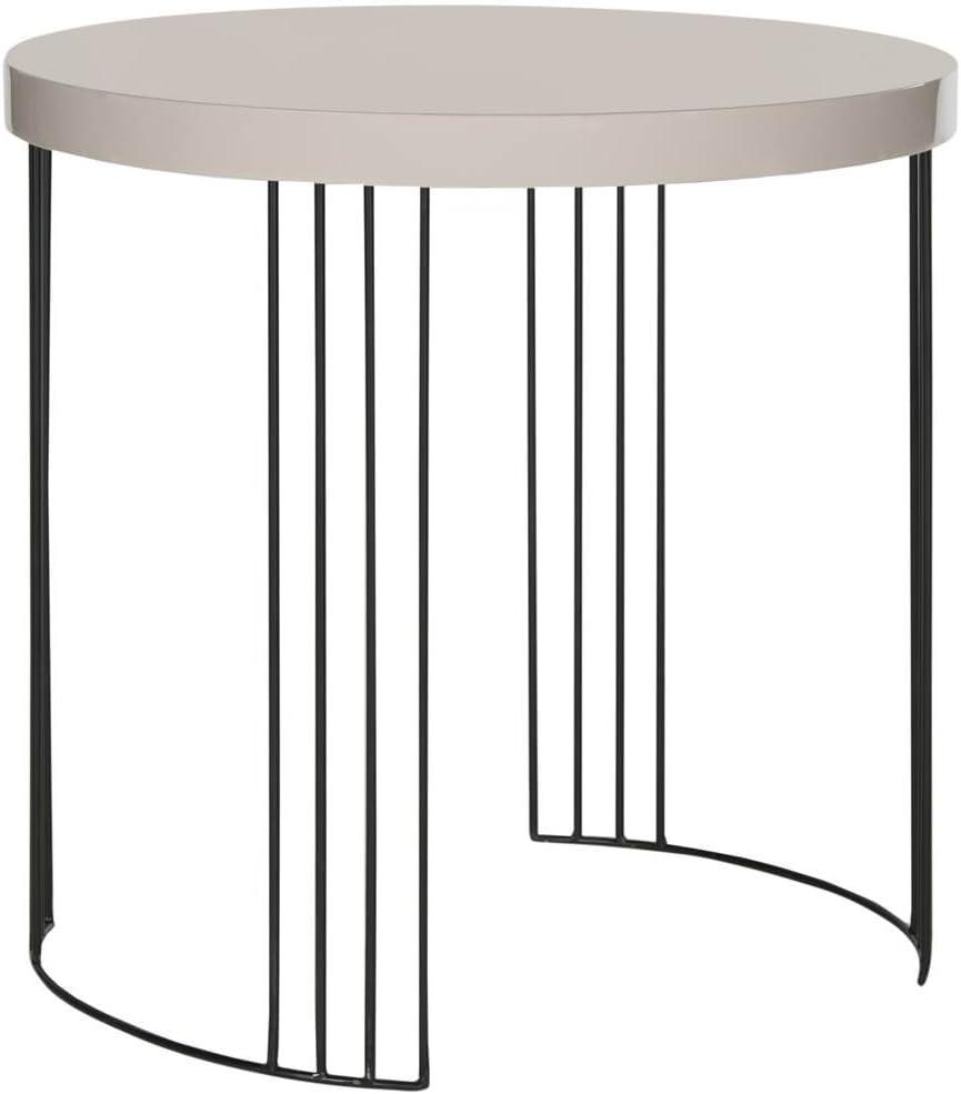 Kelly Mid Century Scandinavian Lacquer Side Table - Taupe/Black - Safavieh.