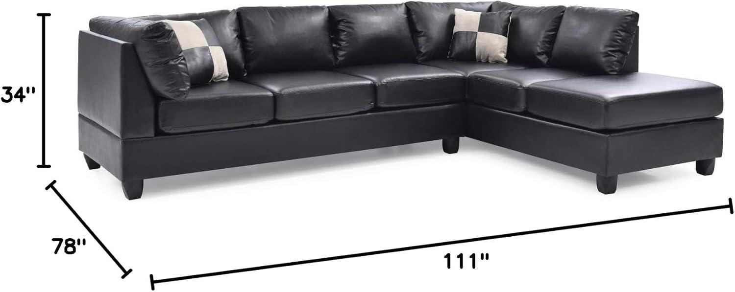 Glory Furniture Malone Faux Leather Sectional in Black