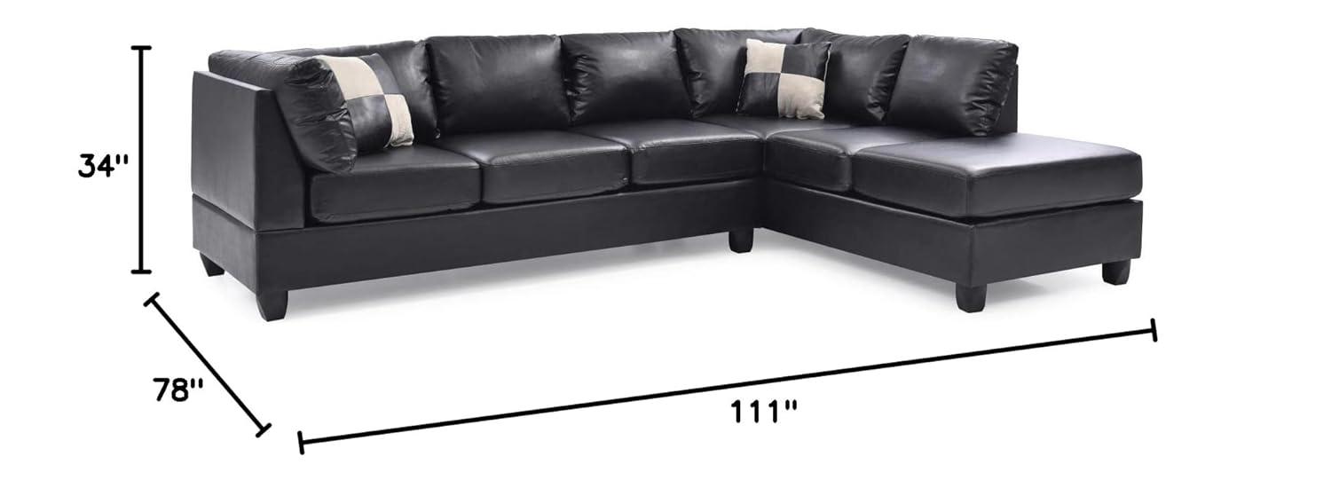 Glory Furniture Malone Faux Leather Sectional in Black