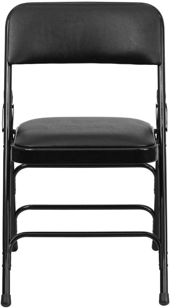 Flash Furniture HERCULES Series Metal Folding Chairs with Padded Seats | Set of 2 Black Metal Folding Chairs