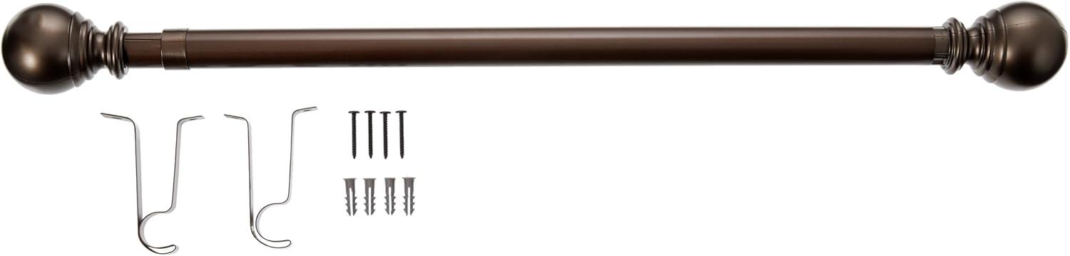 Decopolitan 1" Diameter Ball Telescoping Drapery Rod Set 18-36" Bronze