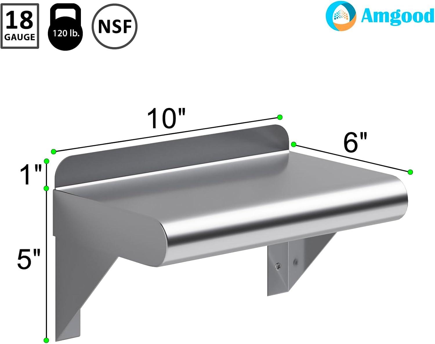 30" Stainless Steel Wall Shelf with Brackets