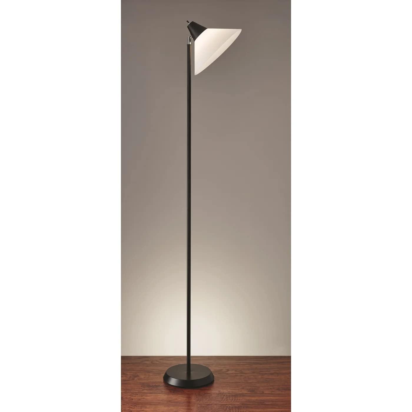 Adesso Home Decor Office Swivel Standing Floor Pole Lamp Light w/ Shade, Black