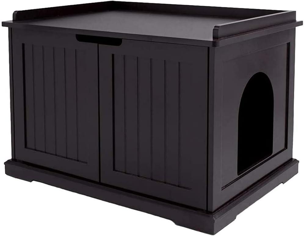 unipaws Designer Cat Litter Box Enclosure - Espresso