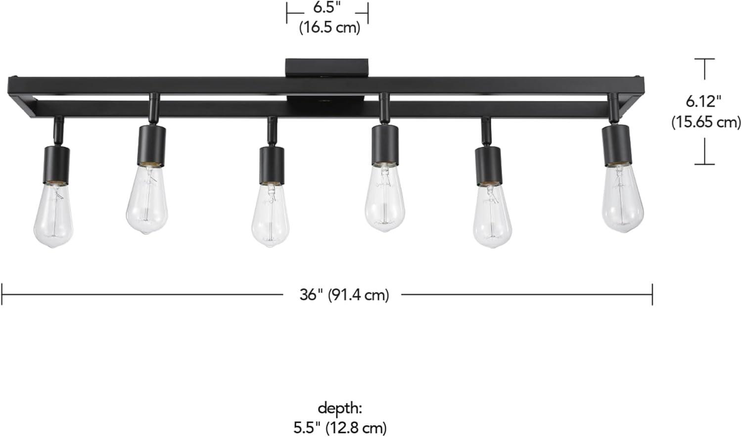 Matte Black 6-Light Adjustable Track Lighting Fixture