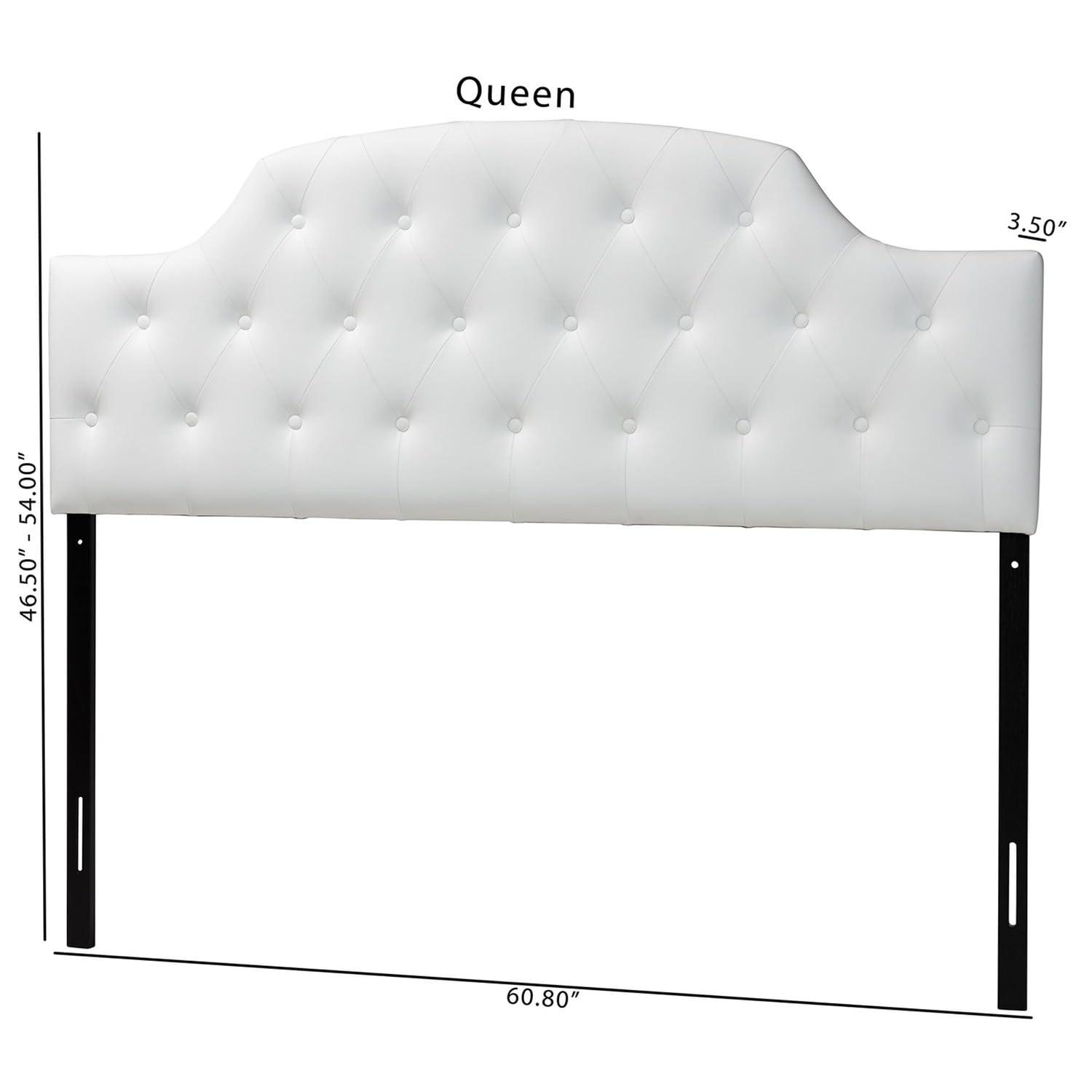 Queen Morris Modern And Contemporary Faux Leather Upholstered Button-Tufted Scalloped Headboard White - Baxton Studio: Curved, Adjustable