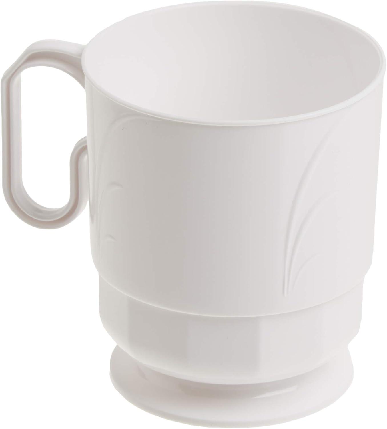 Lillian Plastic Table settings Elegance Coffee White Mug Pearl 8 oz 40Count