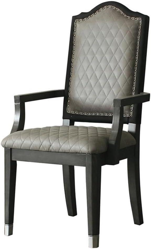 21.7" House Beatrice Two-Tone Accent Chair Gray Fabric/Charcoal Finish - Acme Furniture
