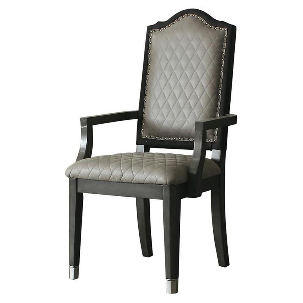 21.7" House Beatrice Two-Tone Accent Chair Gray Fabric/Charcoal Finish - Acme Furniture
