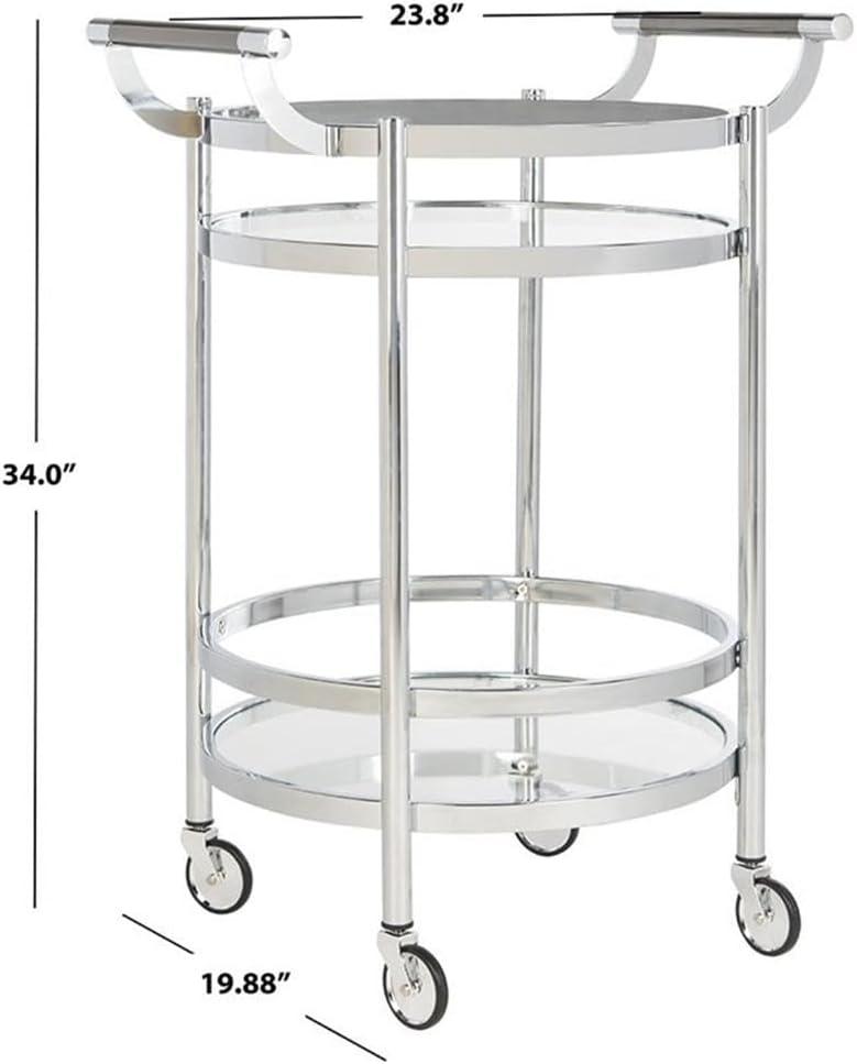 Sienna 2 Tier Round Bar Cart - BCT8001C - Chrome/Glass - Safavieh