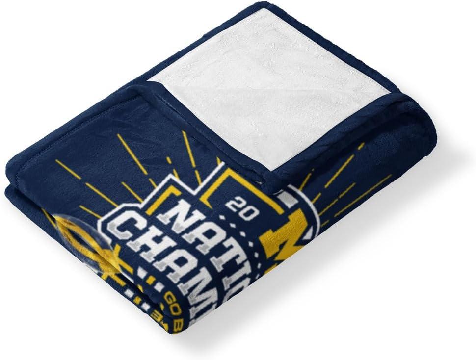 Michigan Wolverines 2023 National Champions Blue Silk Touch Throw Blanket