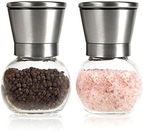 Stainless Steel and Glass Salt and Pepper Mill with Ceramic Grinder