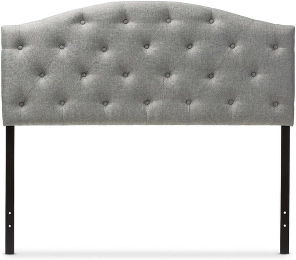 Myra Modern And Contemporary Fabric Upholstered Button-Tufted Scalloped Headboard - Baxton Studio