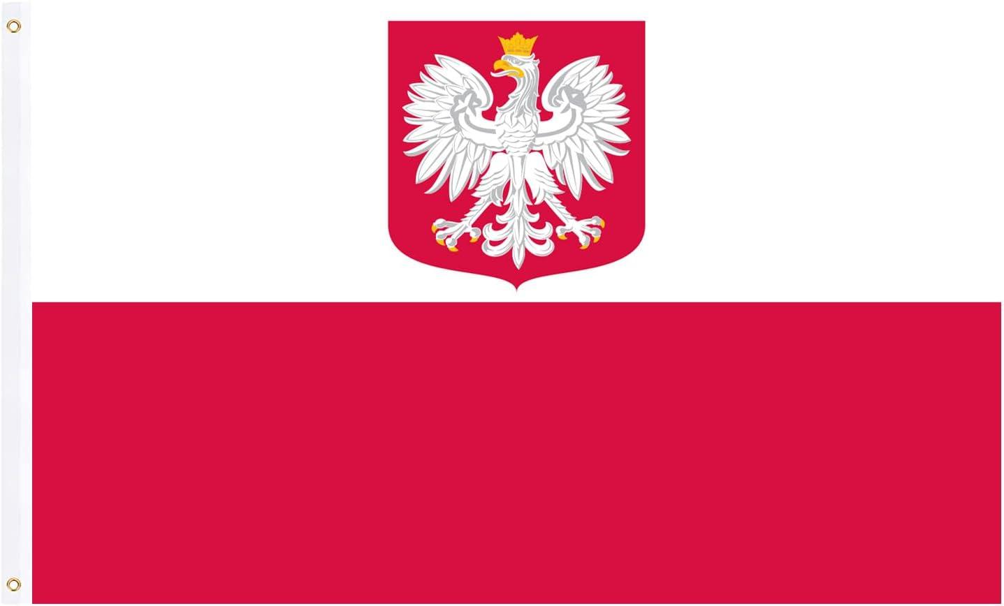 3x5 FT Poland Polish Polska Eagle Flag Made with Printed Nylon Flag Ships Fast