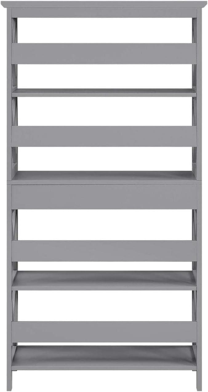 Convenience Concepts Oxford Five-Tier Bookcase with Drawer in Gray Wood Finish