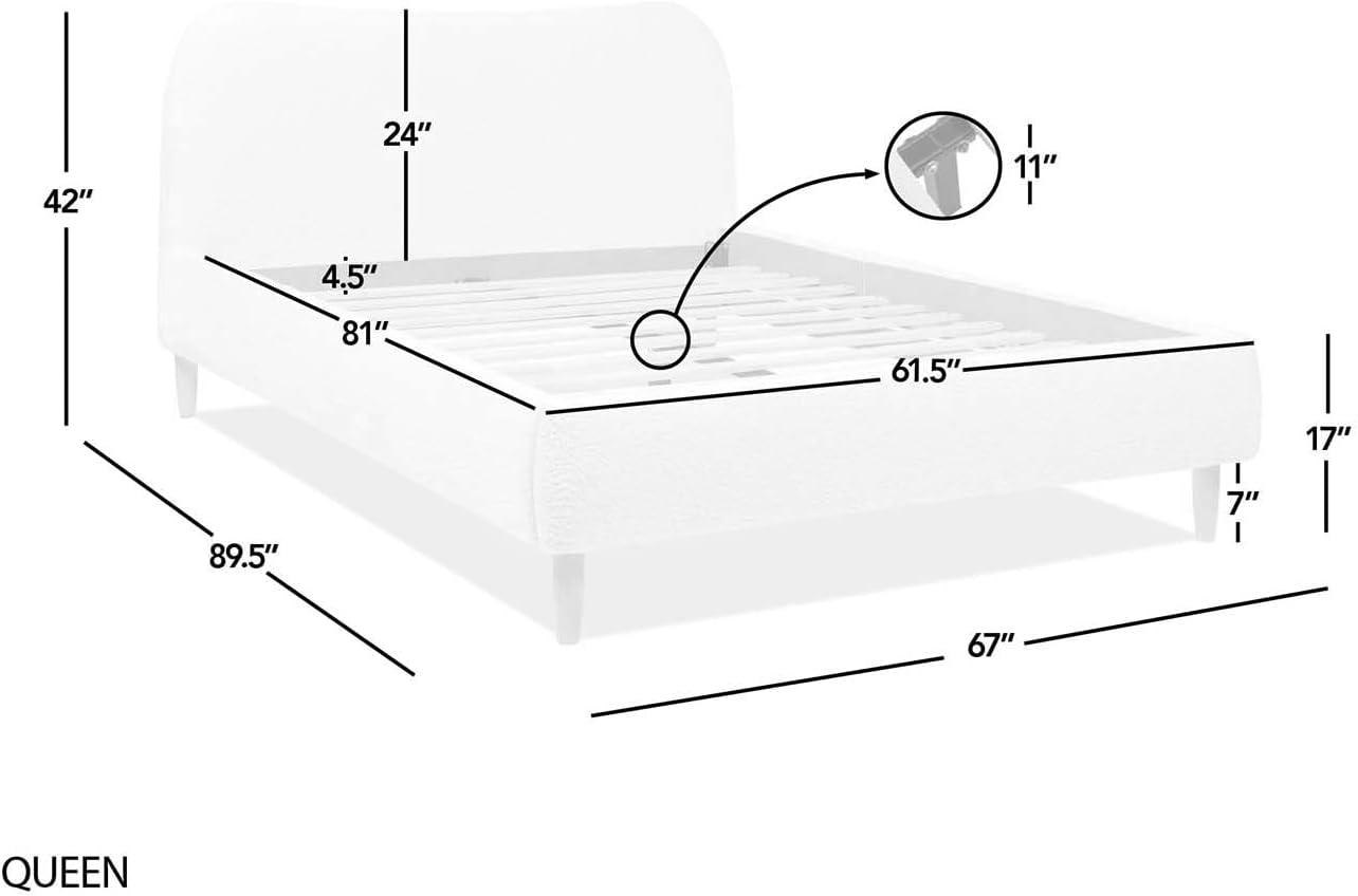 Jennifer Taylor Home Roman Curved Headboard Upholstered Platform Bed, Queen, Ebony Black Boucle