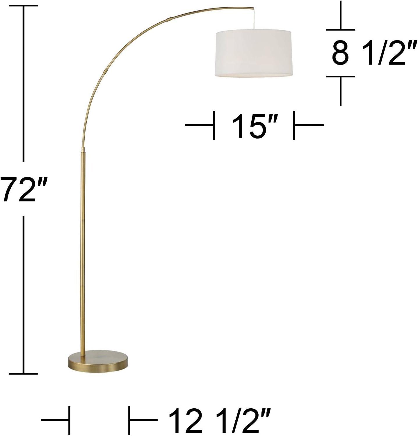 Elegant 72" Brass Arc Floor Lamp with White Linen Shade