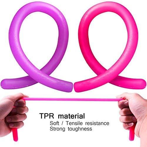 Colorful Sensory Fidget Stretch Toys-Stretchy Strings Fidget Toy for Relaxing Therapy (12 Pack 6 Colors) - for Adults and Kids-Stress Toy Helps with ADHD ADD OCD Autism Bad