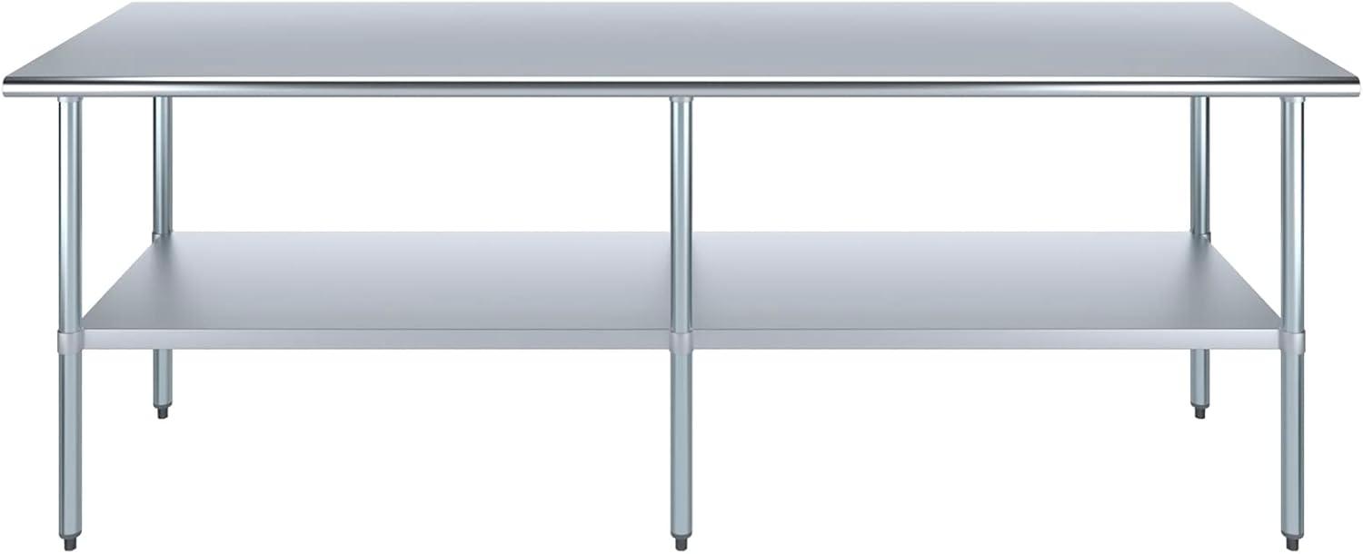 AmGood 30 in. x 96 in. Stainless Steel Table | Metal Utility Kitchen Prep Work Table | NSF