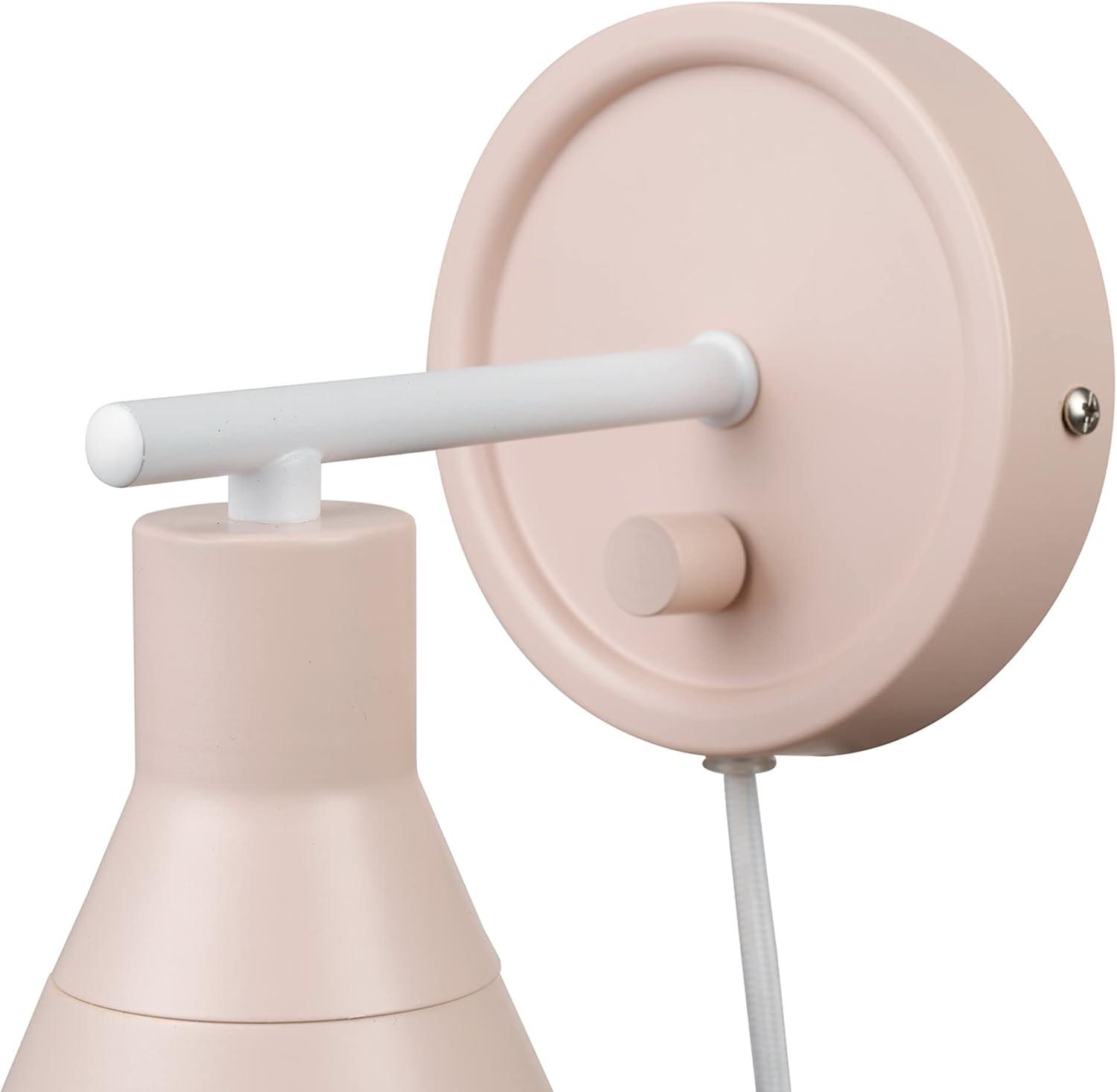 Matte White and Pink Industrial Wall Sconce with Dimmable Rotary Switch