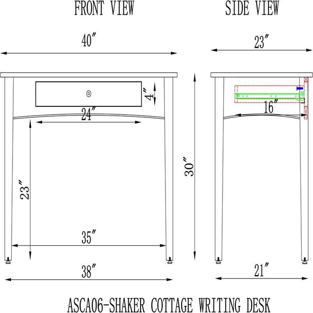 40" Shaker Cottage Desk - Alaterre Furniture