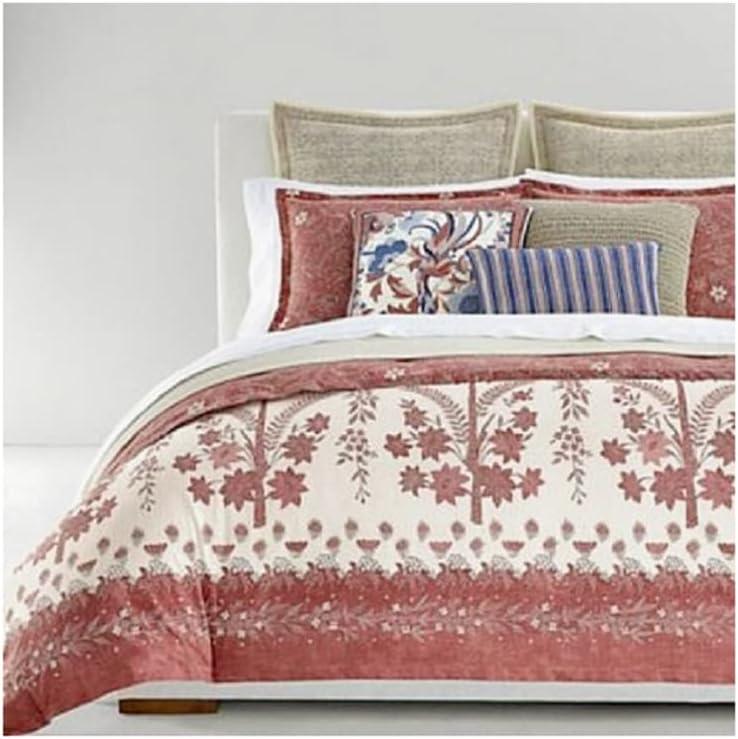 Dusty Rose Floral Cotton Full/Queen Duvet Cover Set