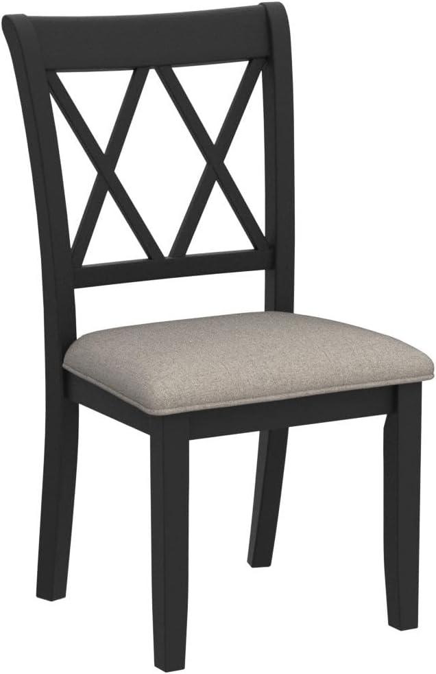 Windvale Fabric Upholstered Dining Chair in Black(Set of 2)